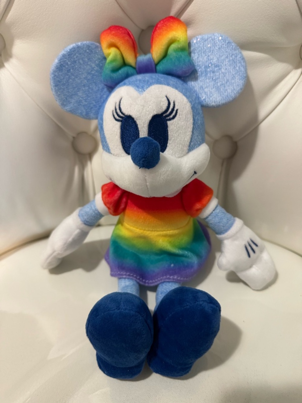 Disney Minnie Mouse Rainbow Plush - Blue & Multicolor Bow